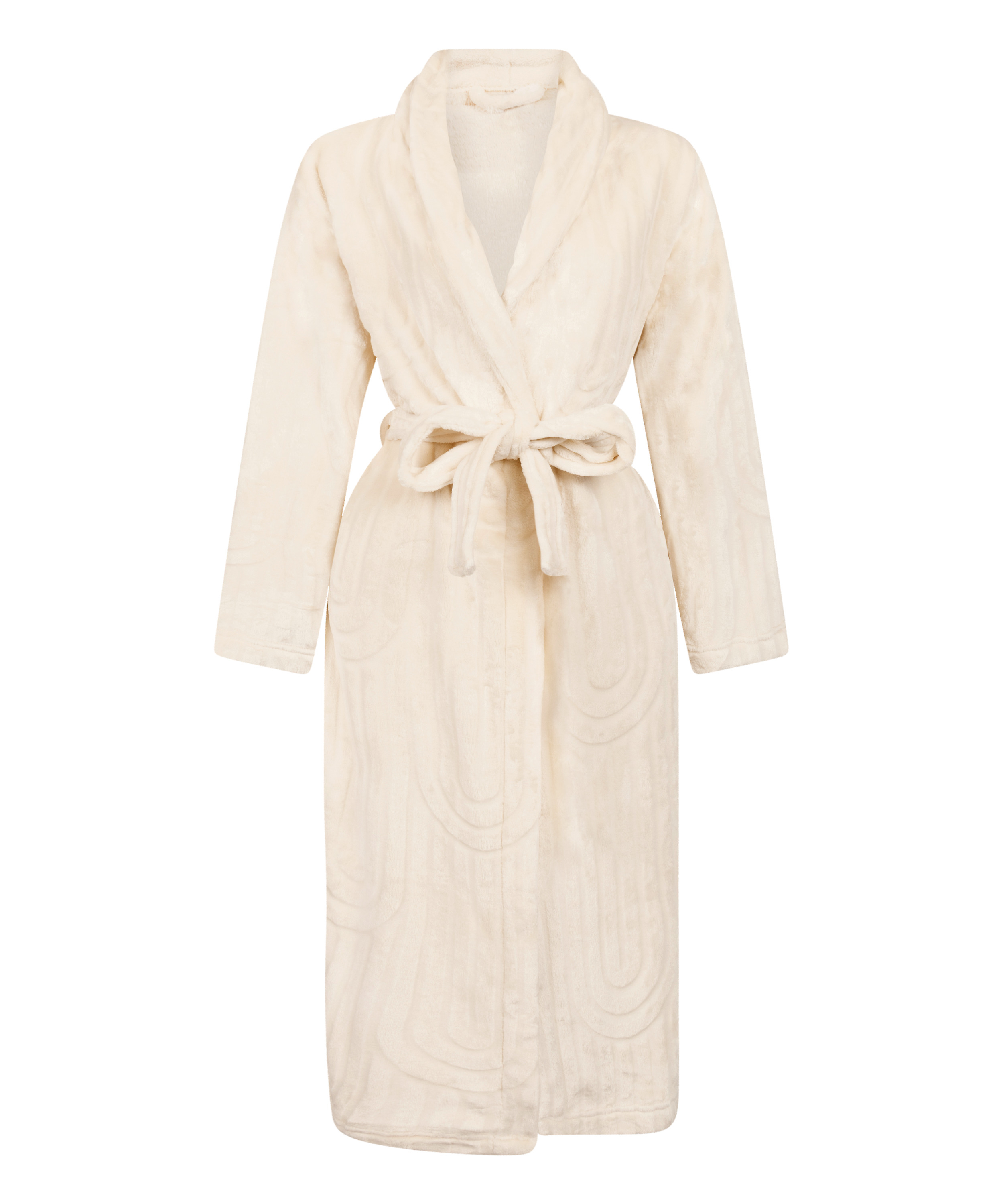 Długi szlafrok fleece, Biały, main