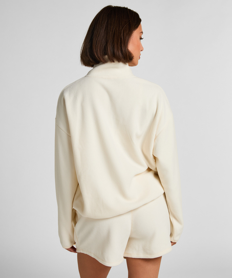 Bluza sportowa z zamkiem błyskawicznym do połowy, Biały