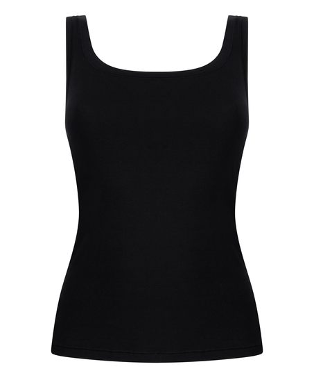 Singlet top z miękkiej bawełny, Czarny