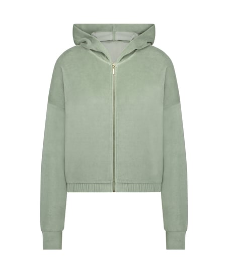 Bluza z długimi rękawami z weluru, Zielony