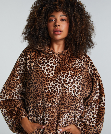 Flanelowa bluza z kapturem, Beżowy