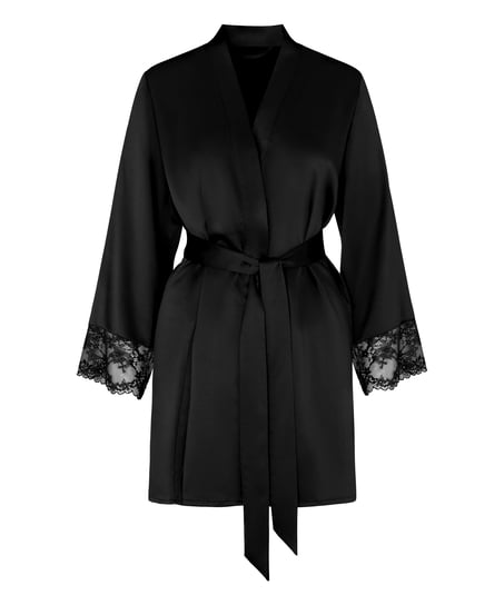 Kimono Satin Lace, Czarny