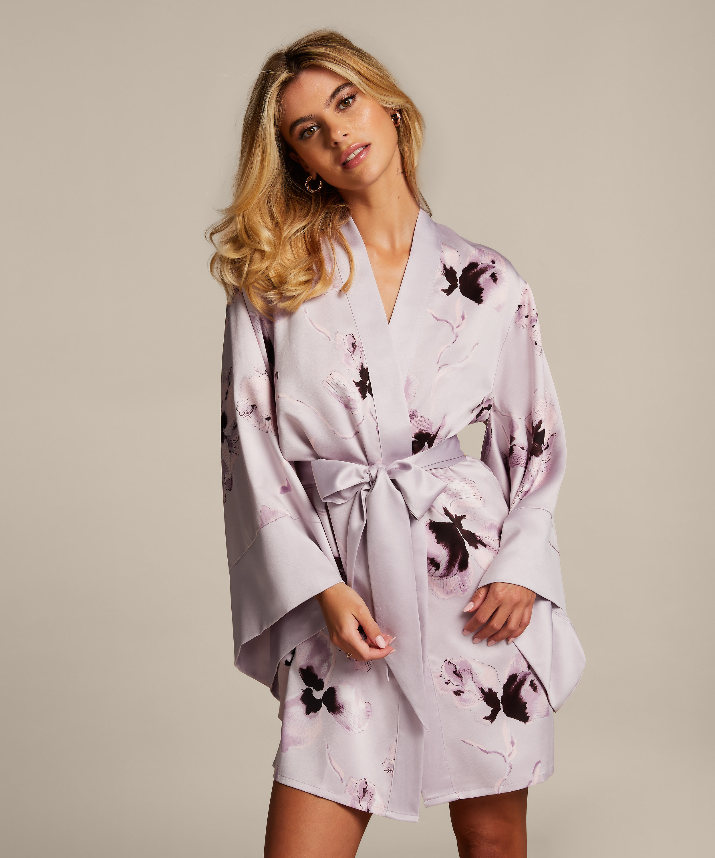 Satynowe kimono, Fioletowy, main