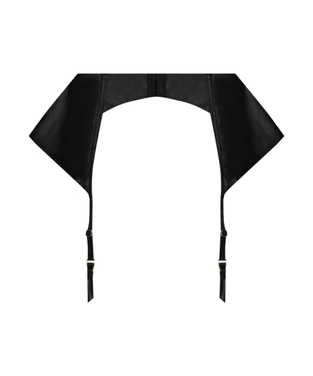 Podwiązki z imitacji skóry Private, Czarny