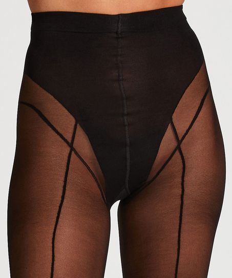 Rajstopy 50 Den Fine Line Front Seam, Czarny