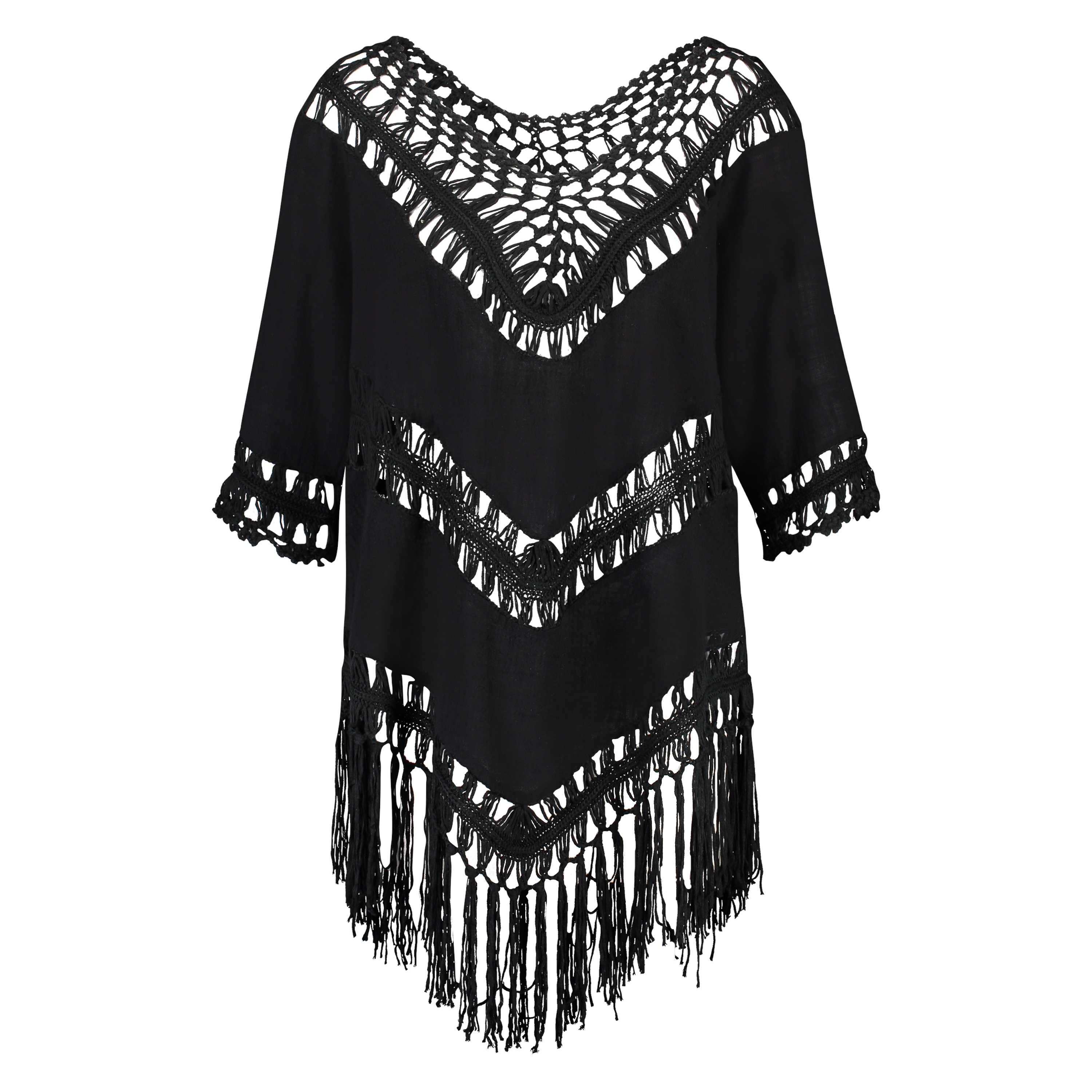 Fringe Tunic, Czarny, main
