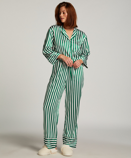 Kurtka z satyny z długimi rękawami, Zielony