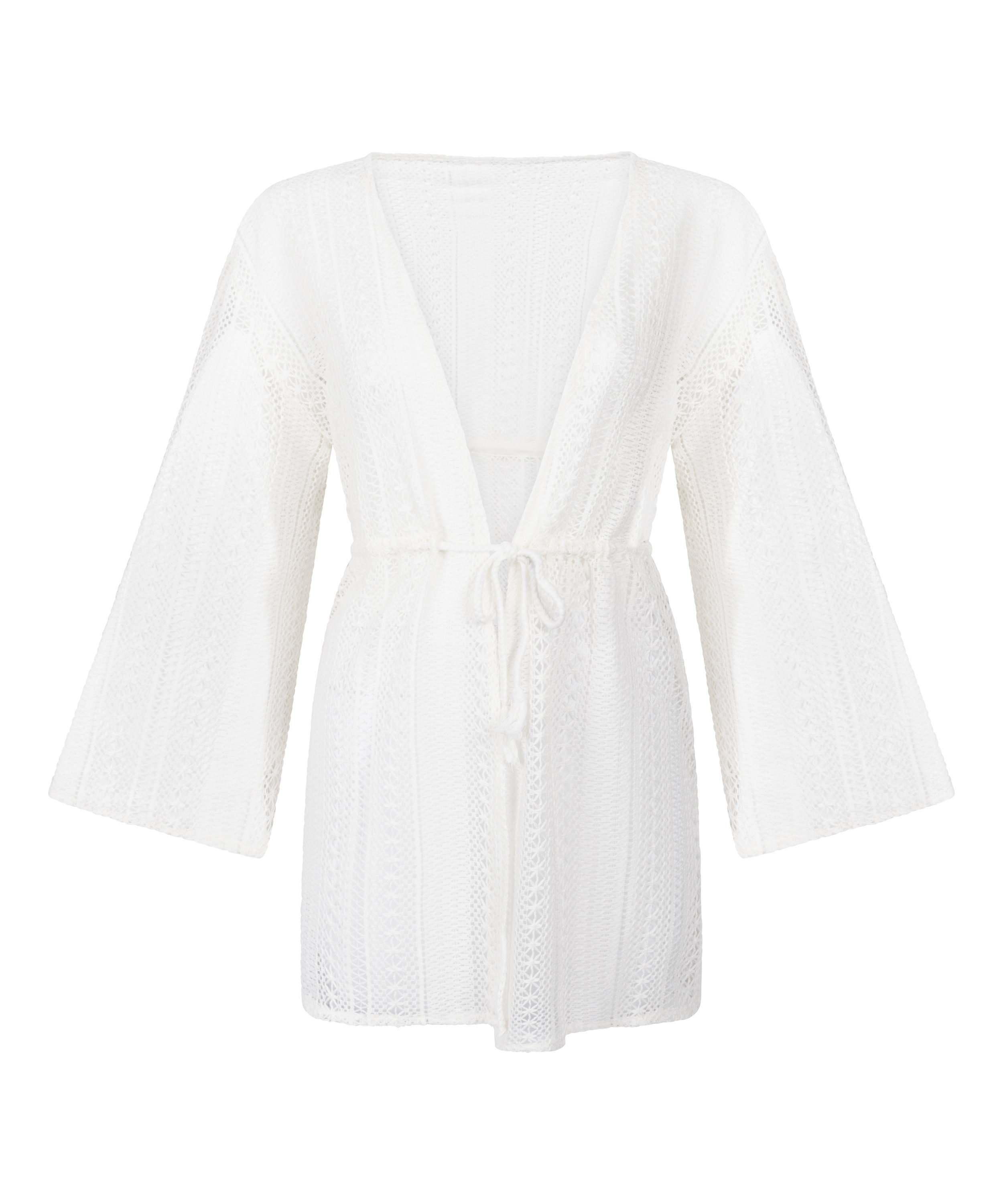 Szydełkowy kaftan plażowy, Biały, main