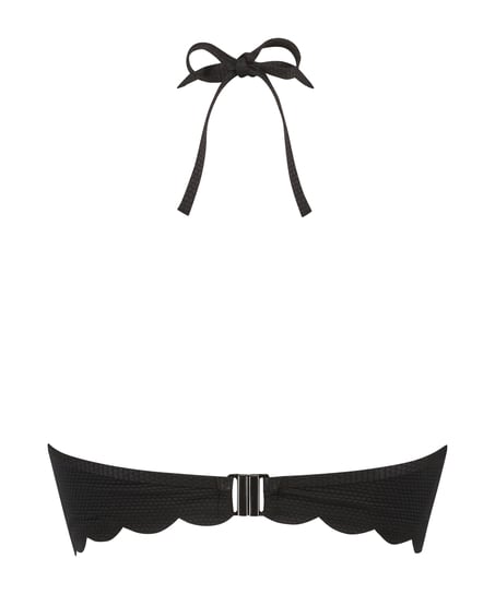 G&oacute;ra od bikini push-up z fiszbinami, z falowanym brzegiem, miseczki A &ndash; E, Czarny