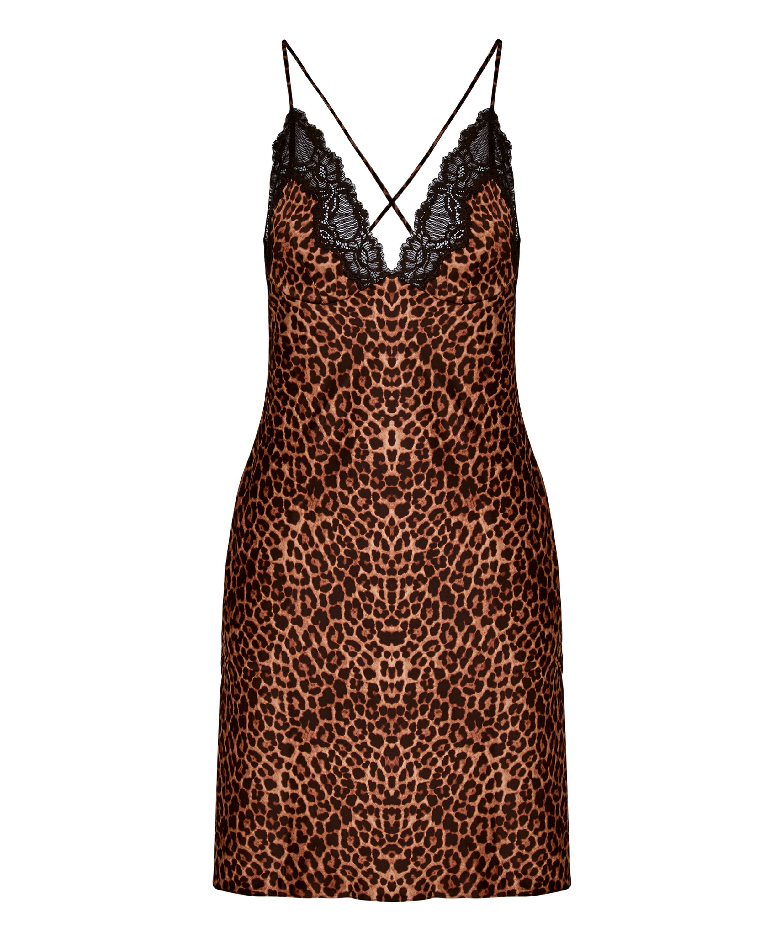 Koszula Nocna Leopard Gabrielle, Czarny