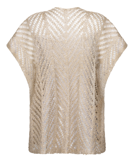 Kaftan plażowy z cekiniami, Beżowy