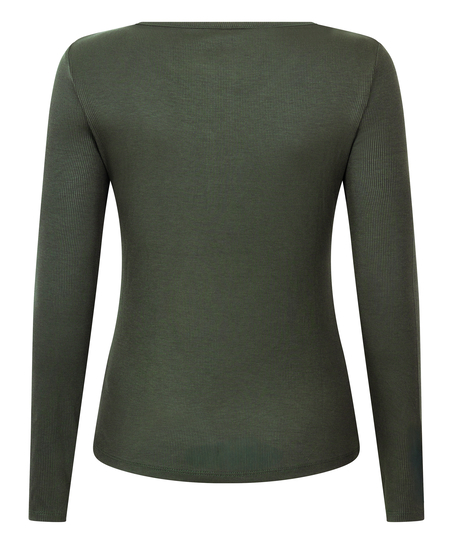 Bluza piżamowa Henley z długim rękawem, Zielony