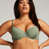 Usztywniany top bikini z fiszbinami Scallop, Zielony