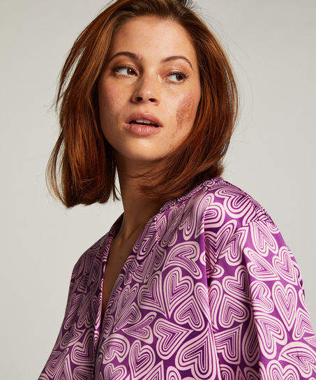 Kurtka z satyny z długimi rękawami, Fioletowy