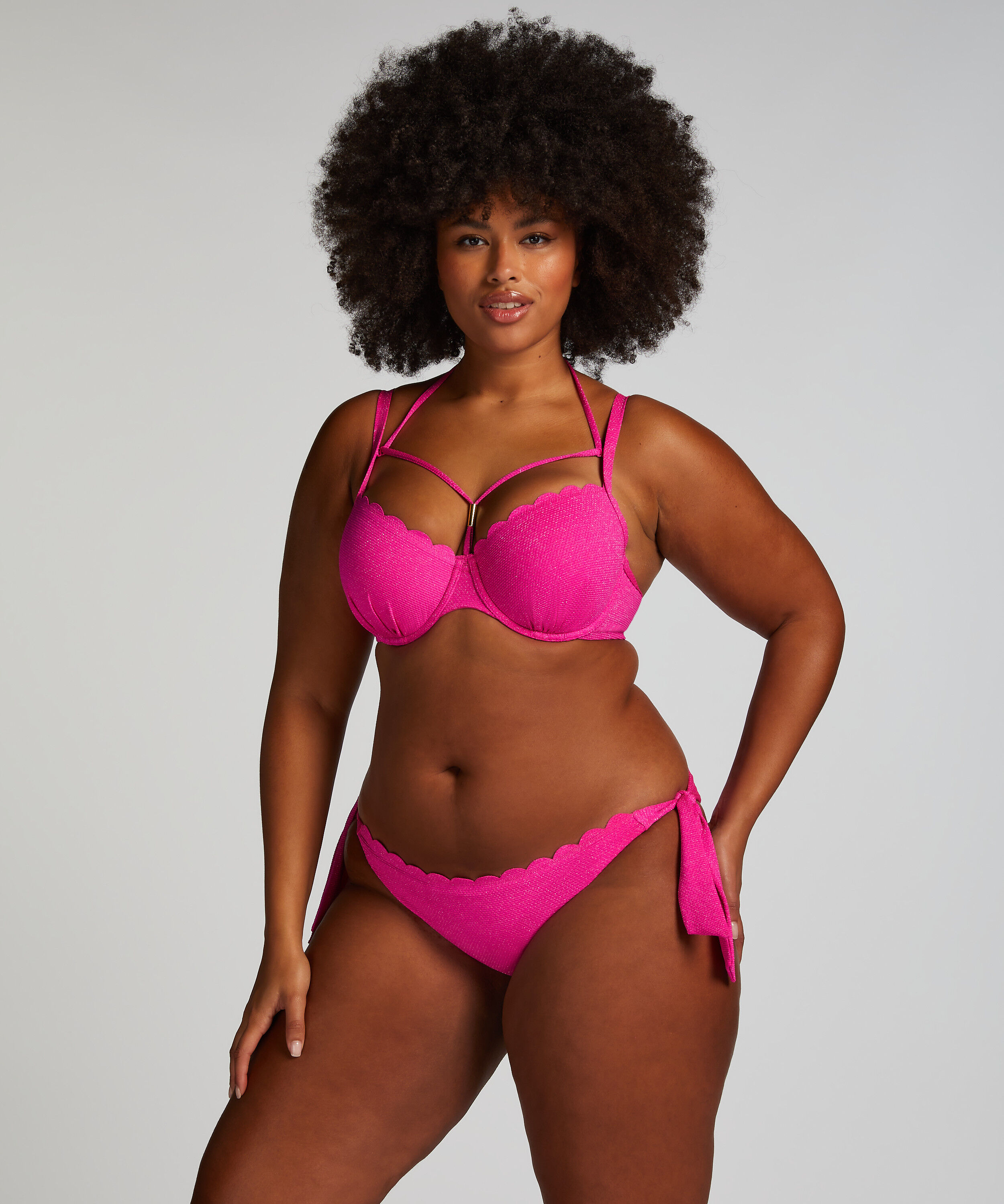 Majtki Bikini Rio Scallop Lurex, R&oacute;żowy