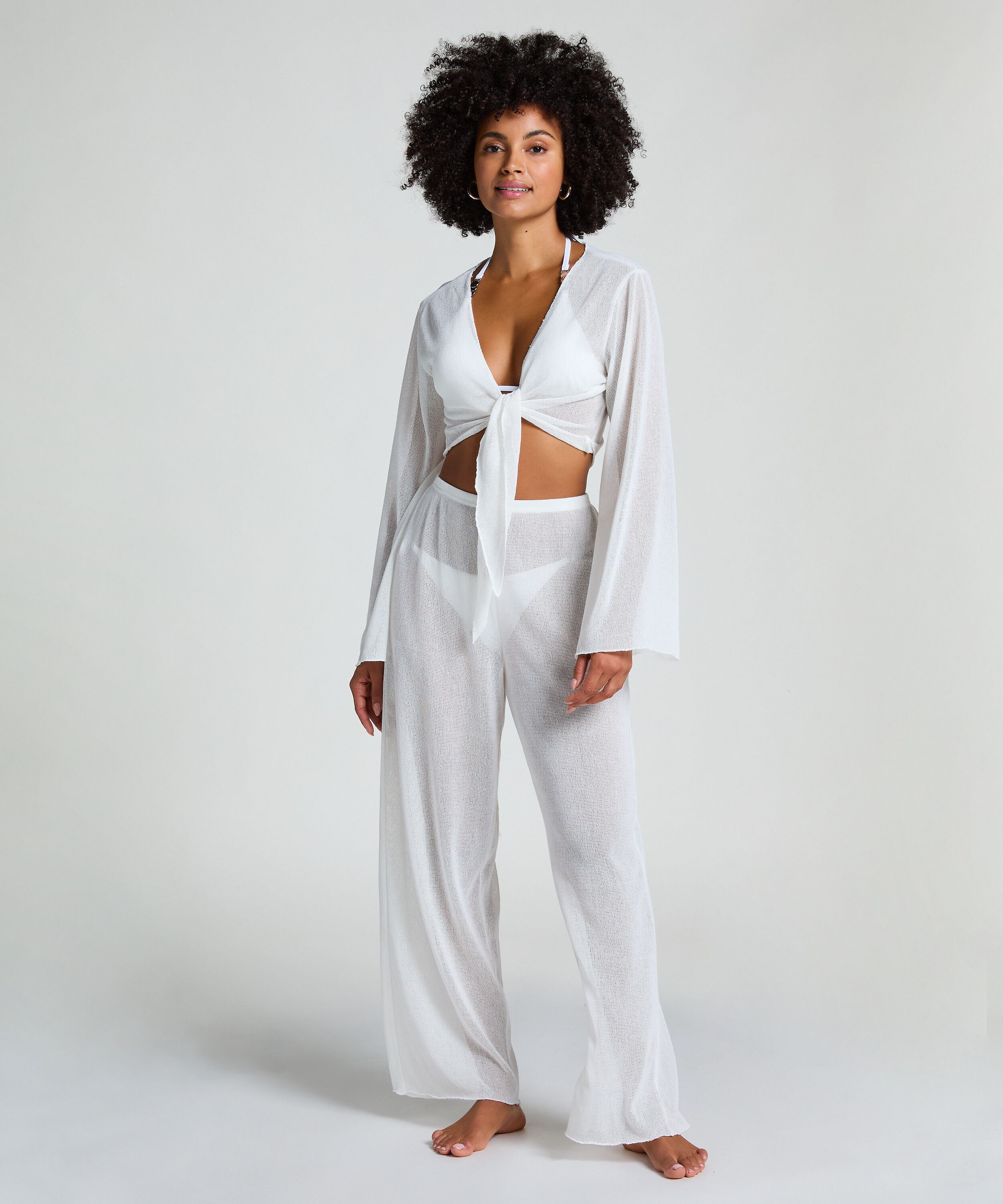 Top z dzianiny plażowej, Biały