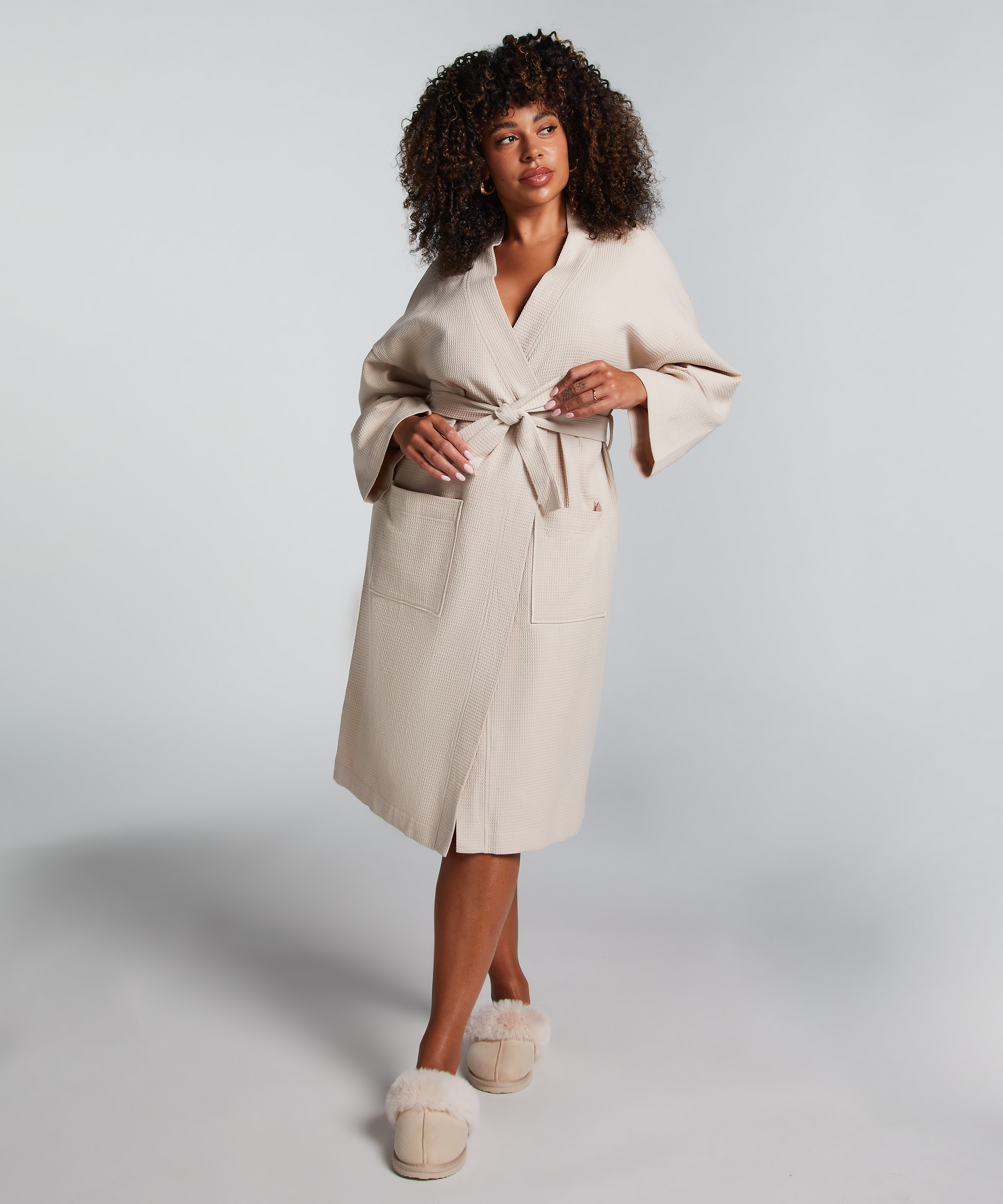 Szlafrok Waffle, Beżowy, main