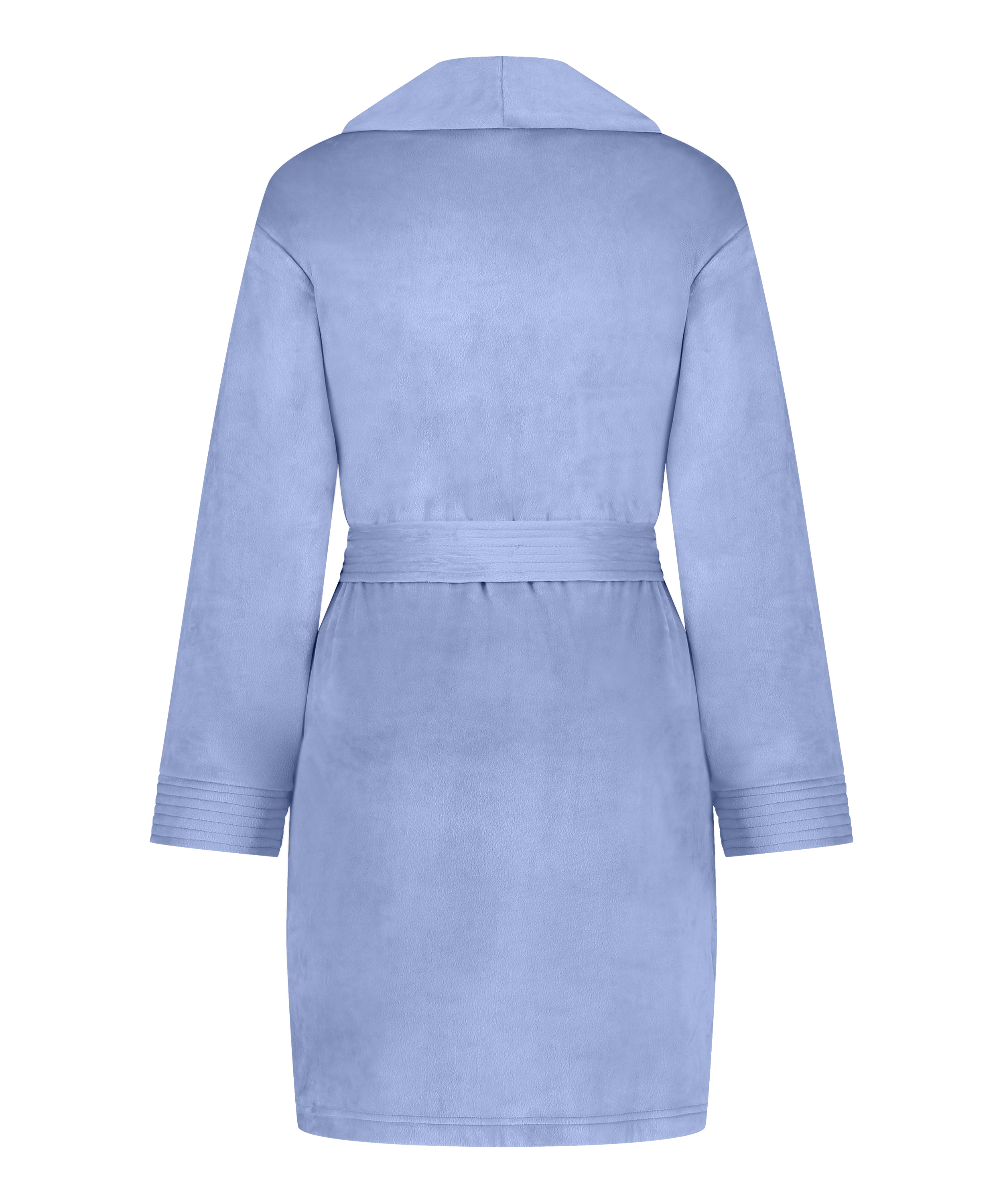 Krótki szlafrok welurowy, Niebieski, main