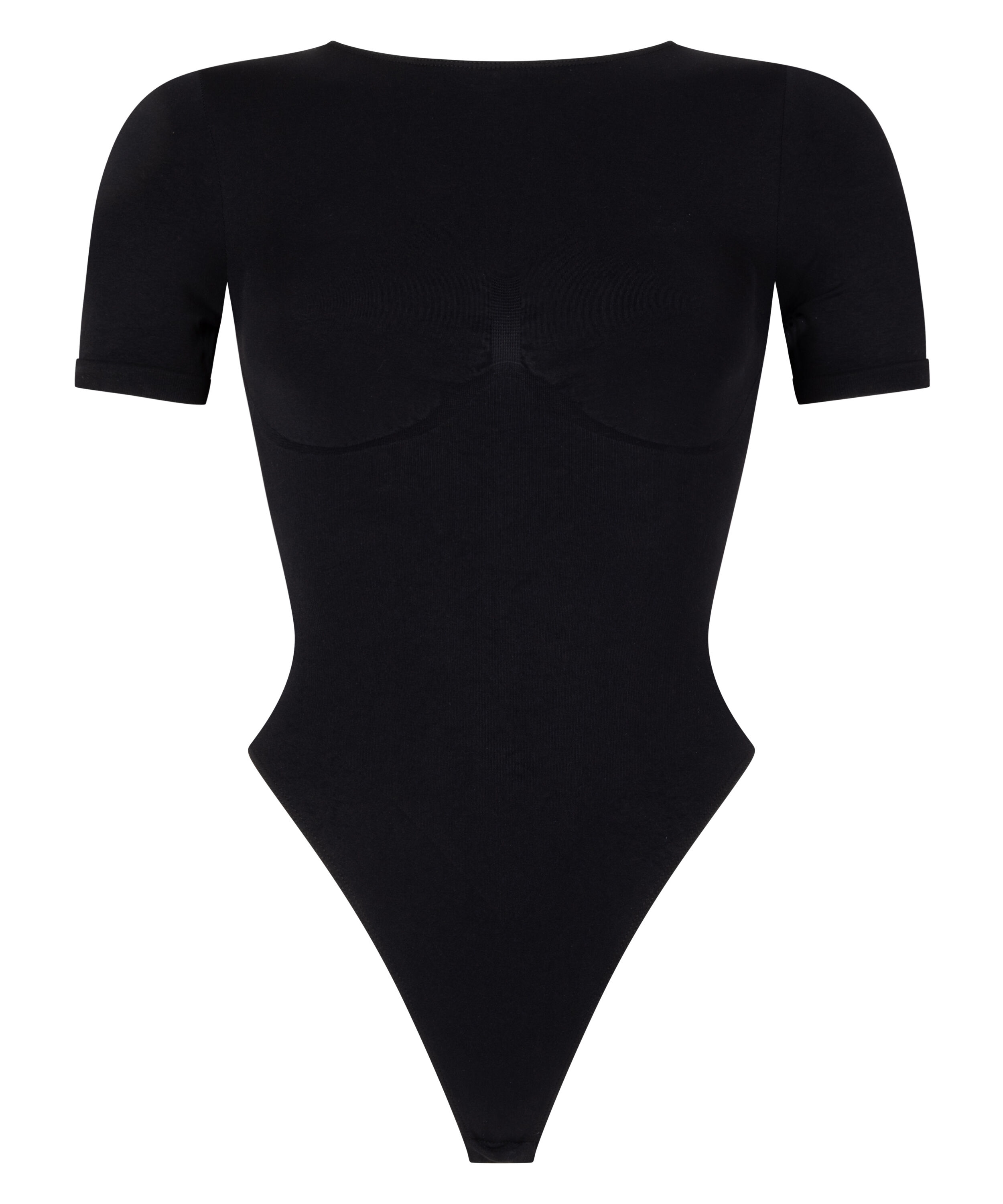 Body bezszwowe z kr&oacute;tkim rękawem, Czarny