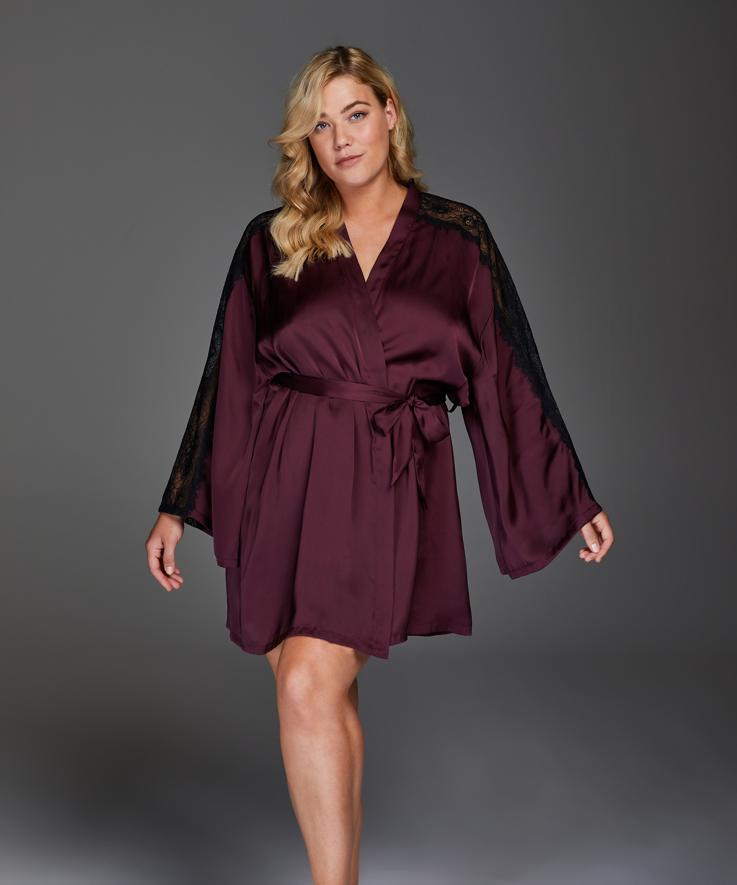 Nadia Satin Kimono, Czerwony, main