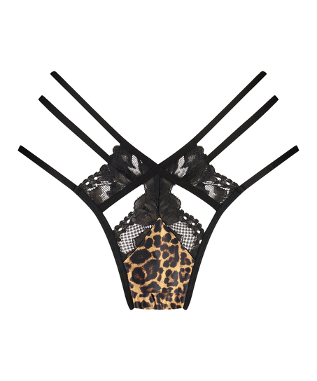 Wysoko wycięte brazyliany z odkrytym kroczem Ellie, Czarny