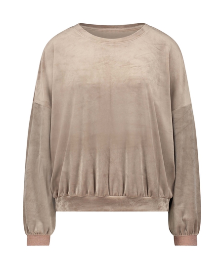 Top z weluru i lureksu, Brązowy