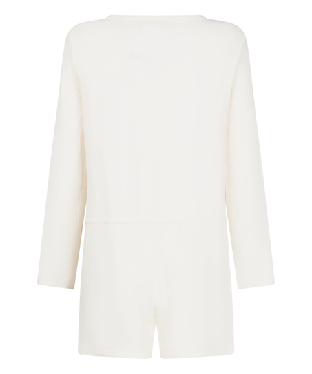 Kr&oacute;tkie onesie z dżerseju w prążki, Biały