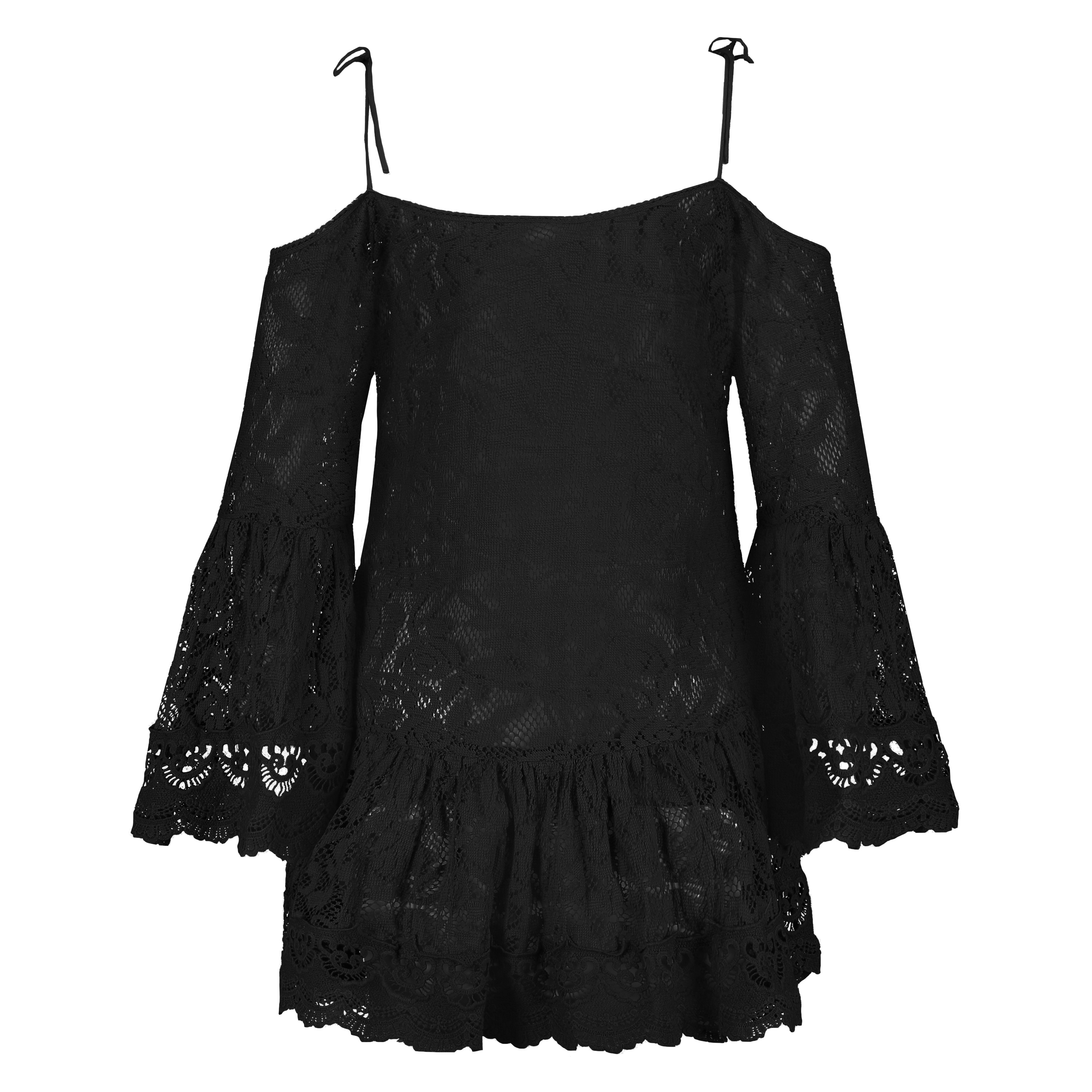 Allover Lace Tunic, Czarny, main