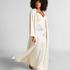Długie satynowe kimono w kwiaty, Biały
