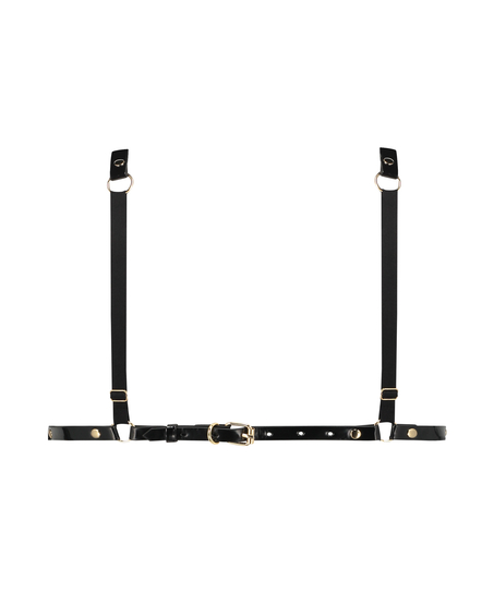 Biustonosz bralette ze sztucznej skóry, Czarny