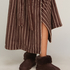 Kapcie Boot Faux Suede, Brązowy