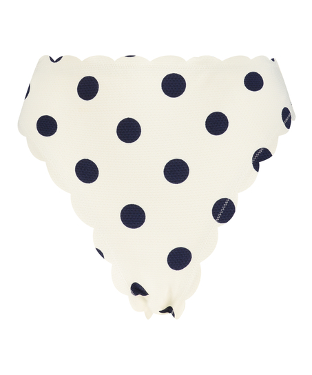 Figi bikini z wysokim stanem, z falowanym brzegiem, Biały