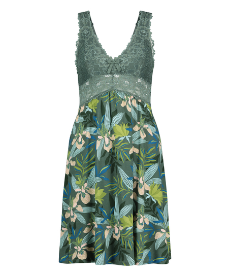 Sukienka na ramiączkach z koronką Nora, Zielony