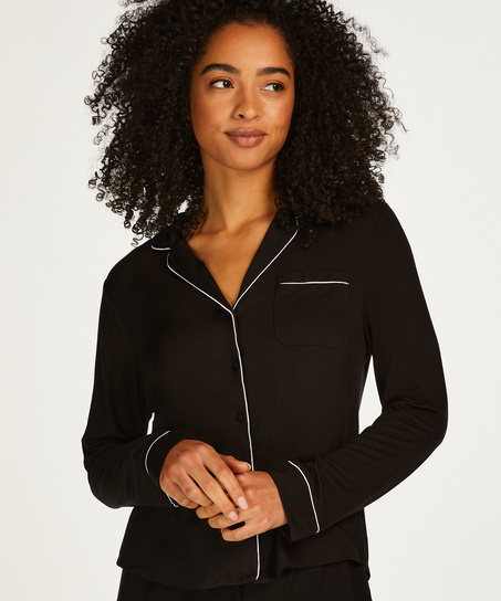 Narzutka Essential z dżerseju z długim rękawem, Czarny