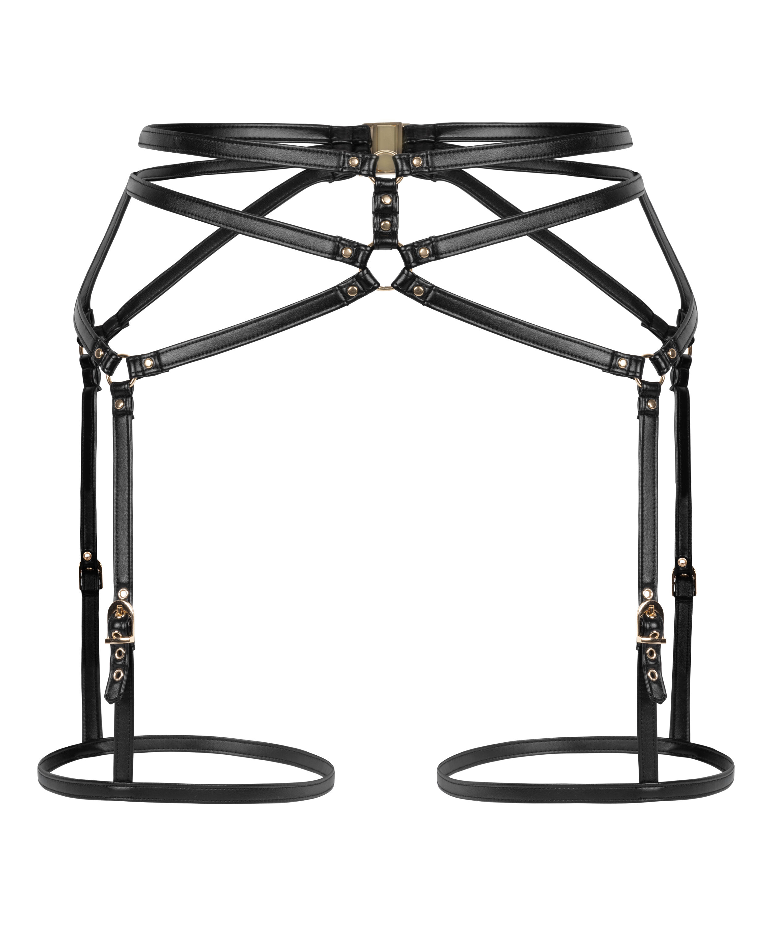 Pas do pończoch ze sztucznej sk&oacute;ry, Czarny