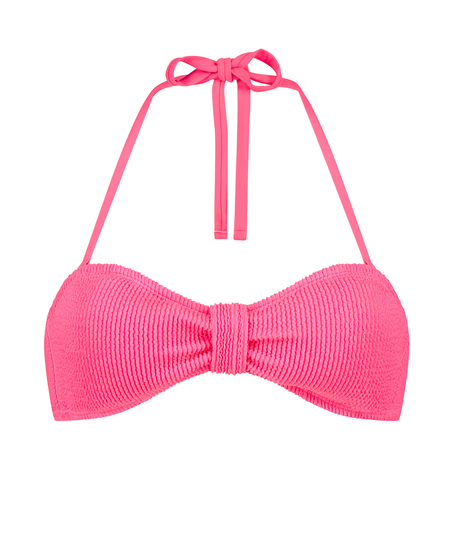 G&oacute;ra od bikini typu bandeau Crinkle, R&oacute;żowy