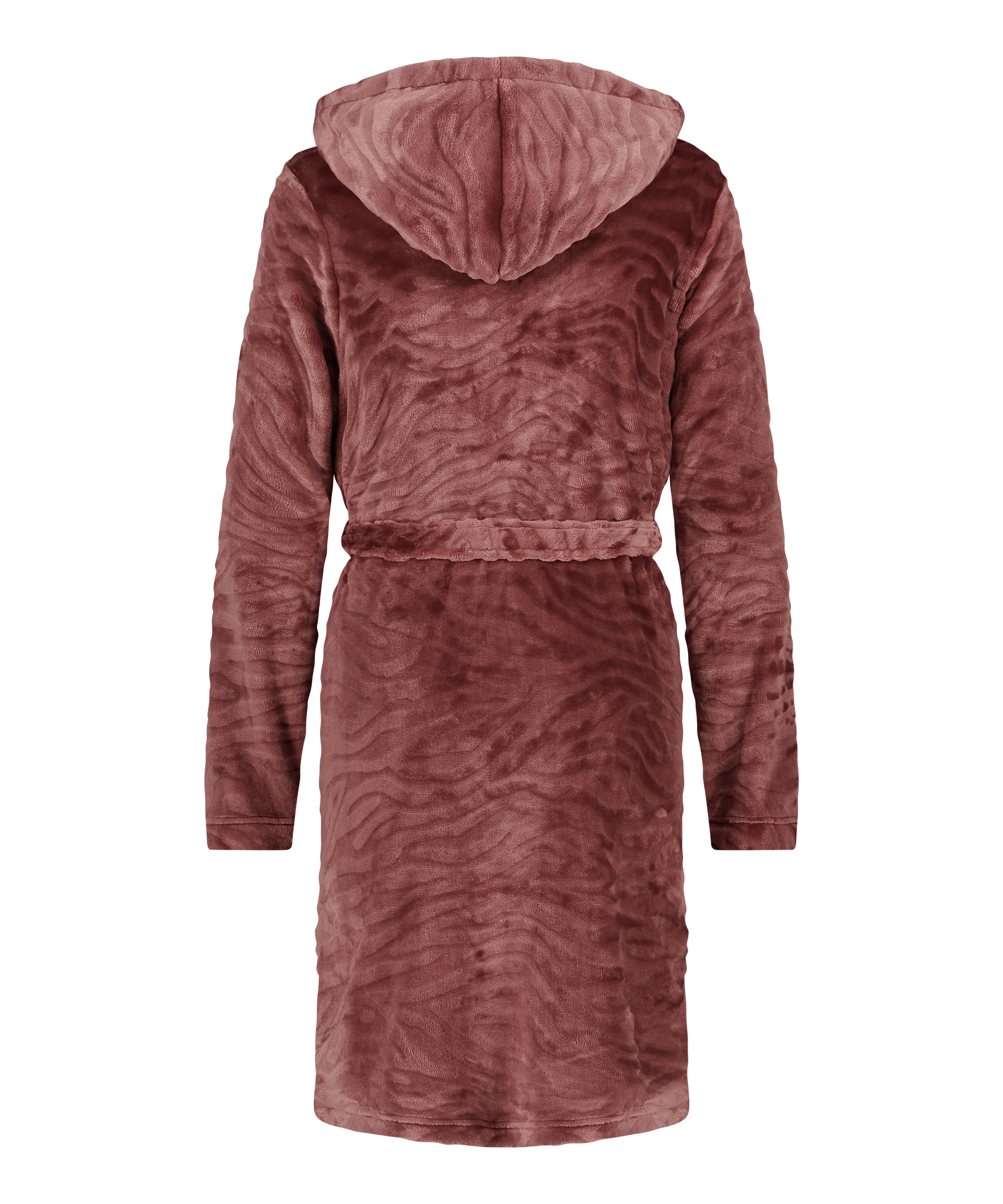 Krótki szlafrok z prążkowanego polaru, Fioletowy, main