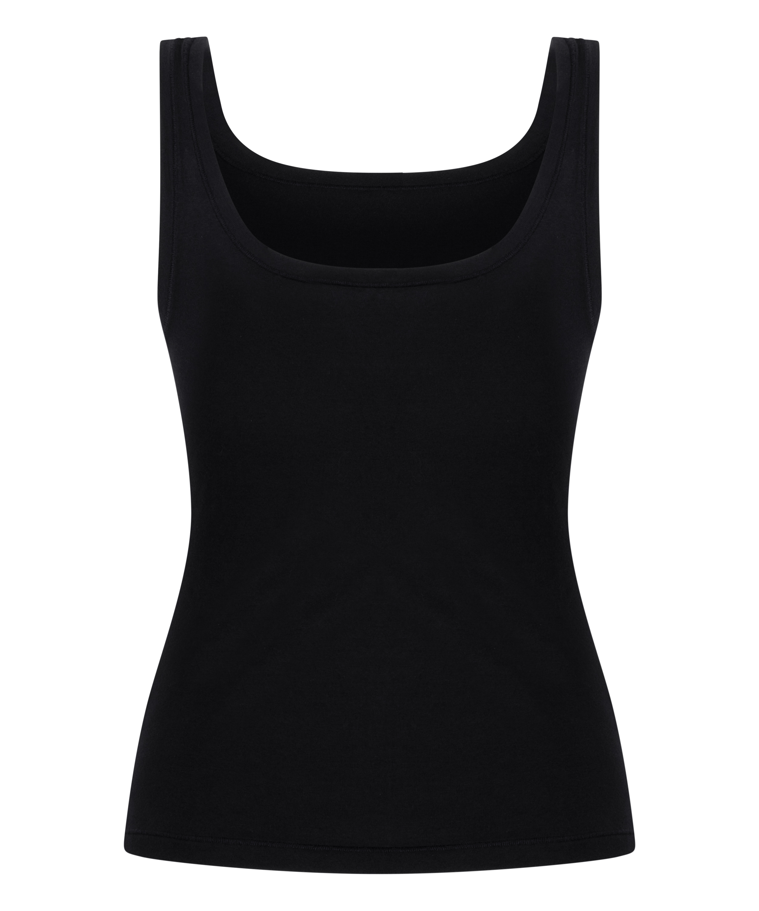 Singlet top z miękkiej bawełny, Czarny, main