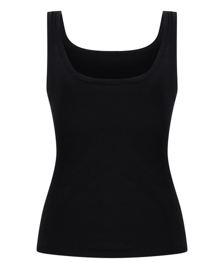Singlet top z miękkiej bawełny, Czarny