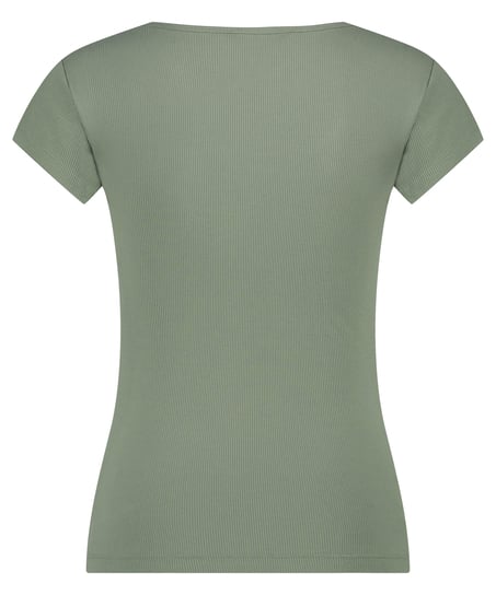 Top od piżamy z kr&oacute;tkimi rękawami Henley, Zielony