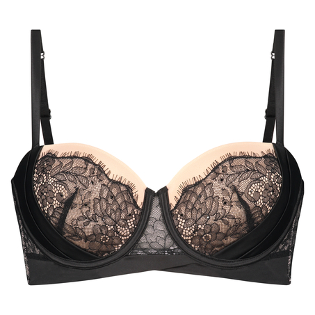 Elsa Padded Strapless Underwired Bra, Czarny