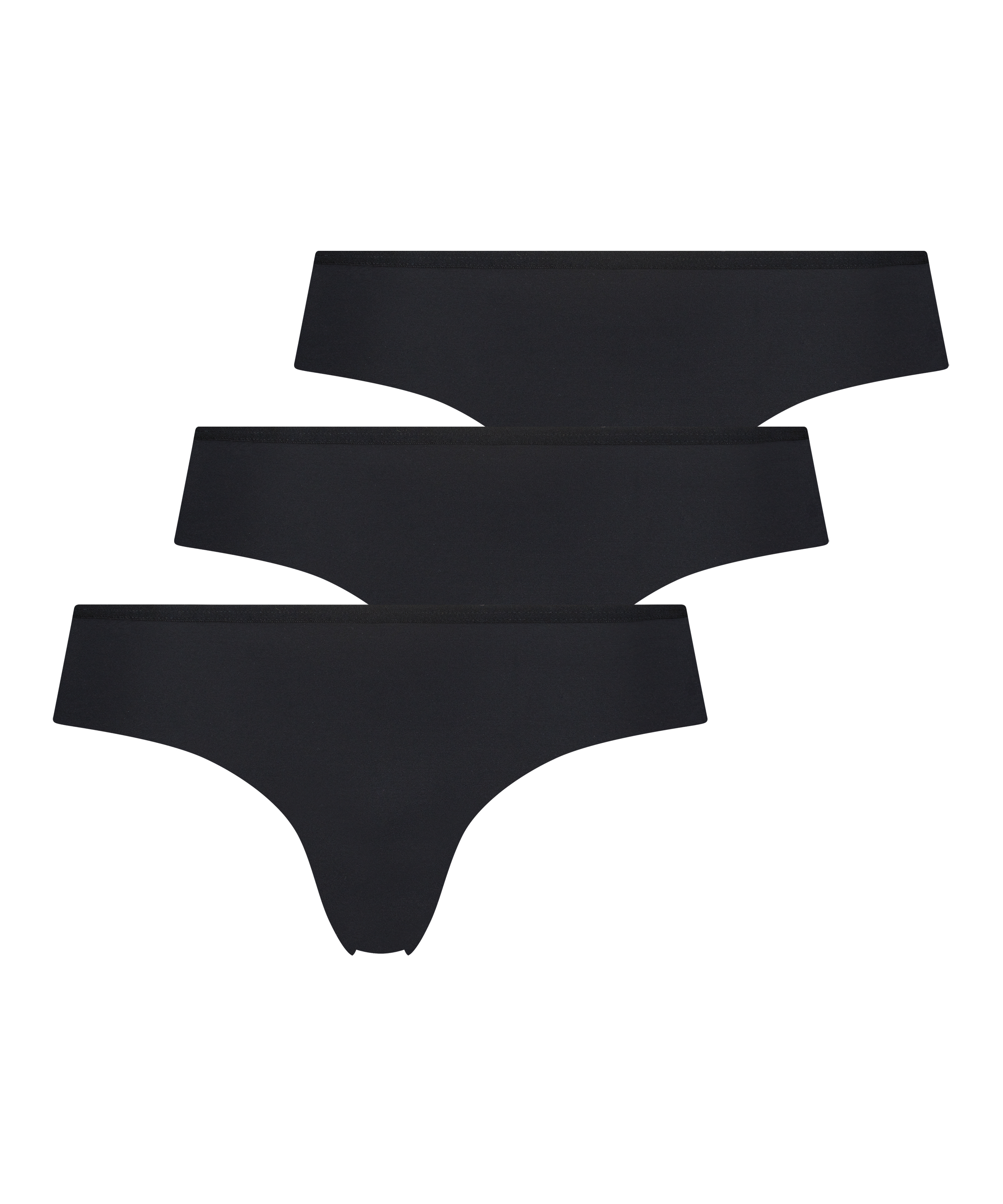 Niewidoczne majtki brazyliany 3 pary, Czarny, main