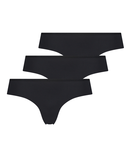 Niewidoczne majtki brazyliany 3 pary, Czarny