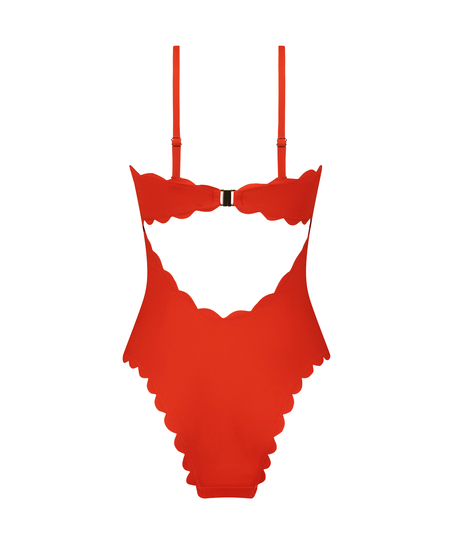 Kostium kąpielowy Bandeau Scallop, Czerwony