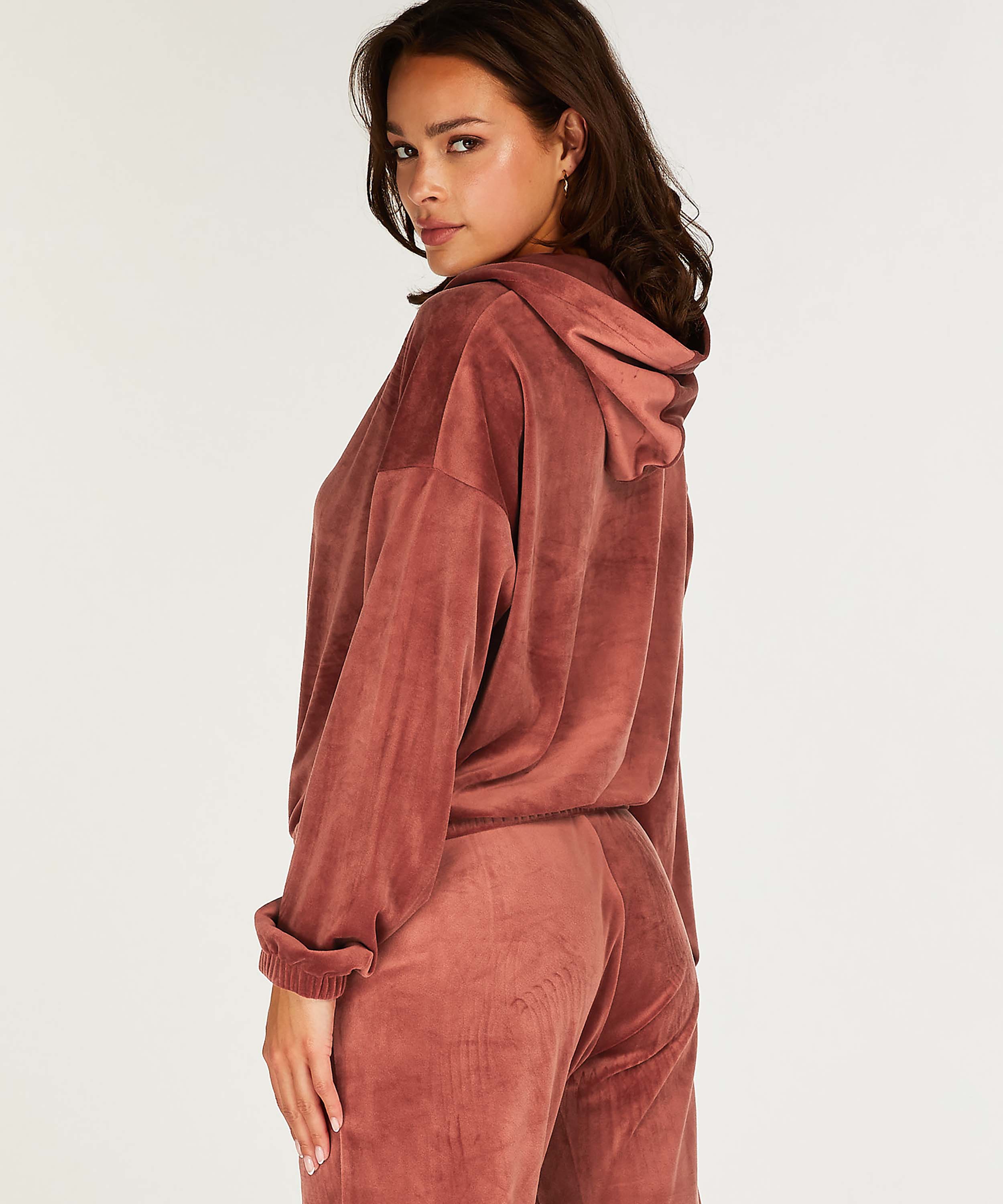 Welurowy top, Brązowy, main