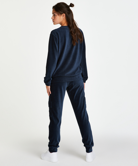 Long-sleeved velvet top, Niebieski