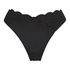 Figi bikini z wysokim wycięciem Scallop, Czarny