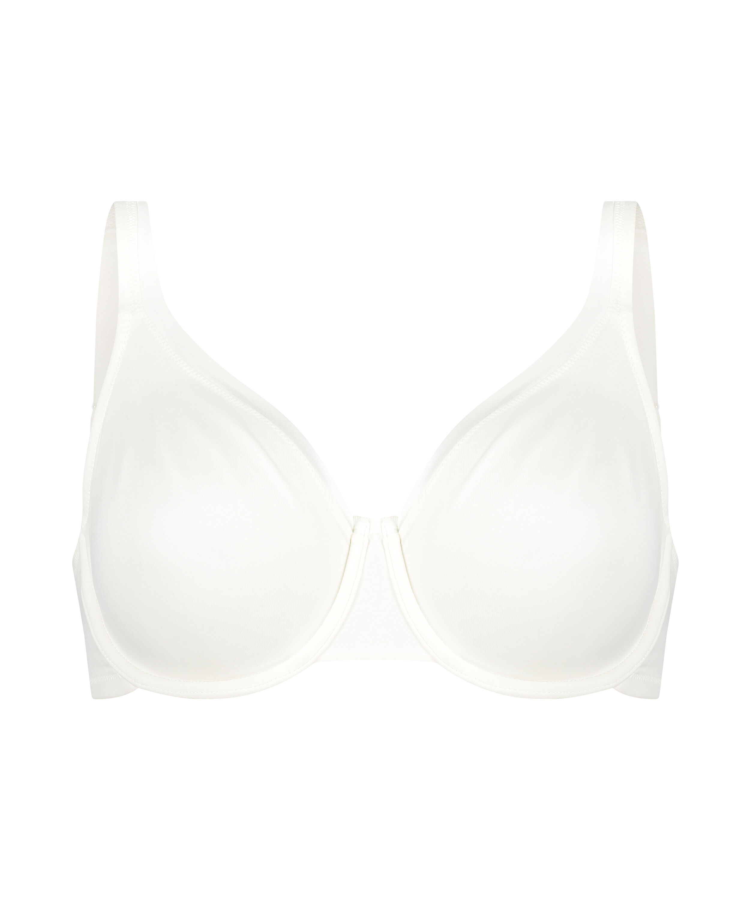 Satynowy nieusztywniony biustonosz z fiszbinami, Biały