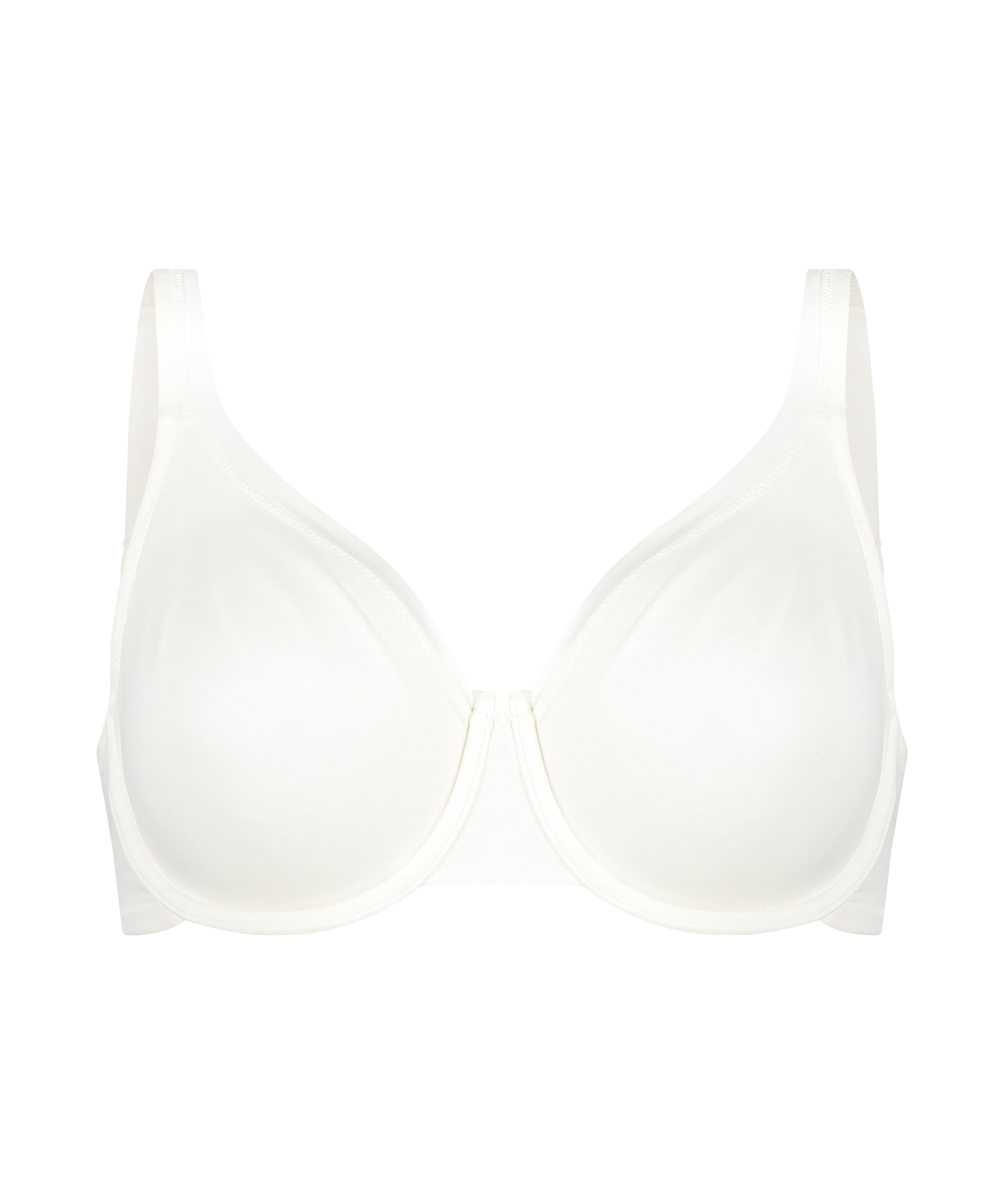 Satynowy nieusztywniony biustonosz z fiszbinami, Biały, main