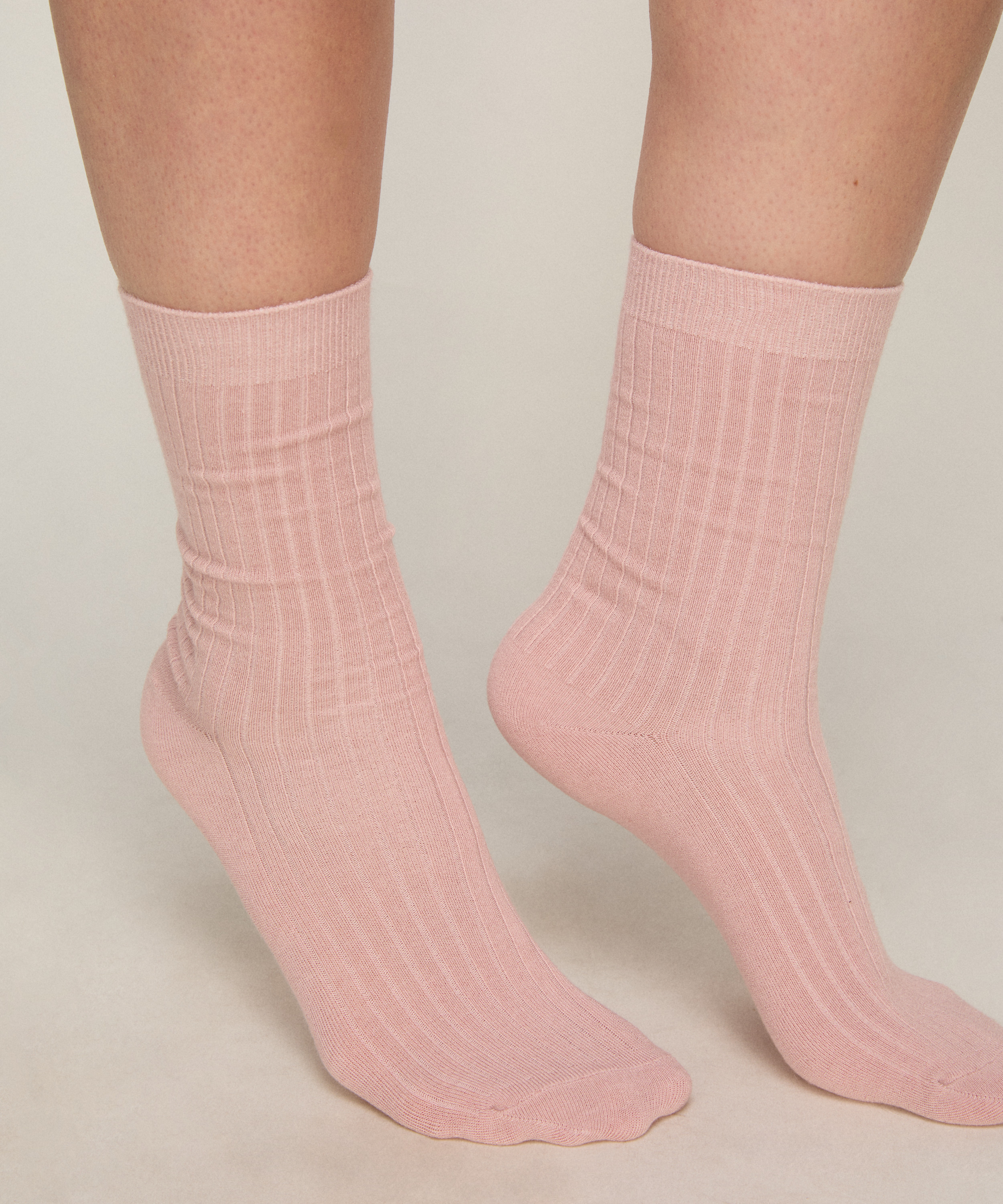 Cashmere Blend Ribbed Socks, R&oacute;żowy, main